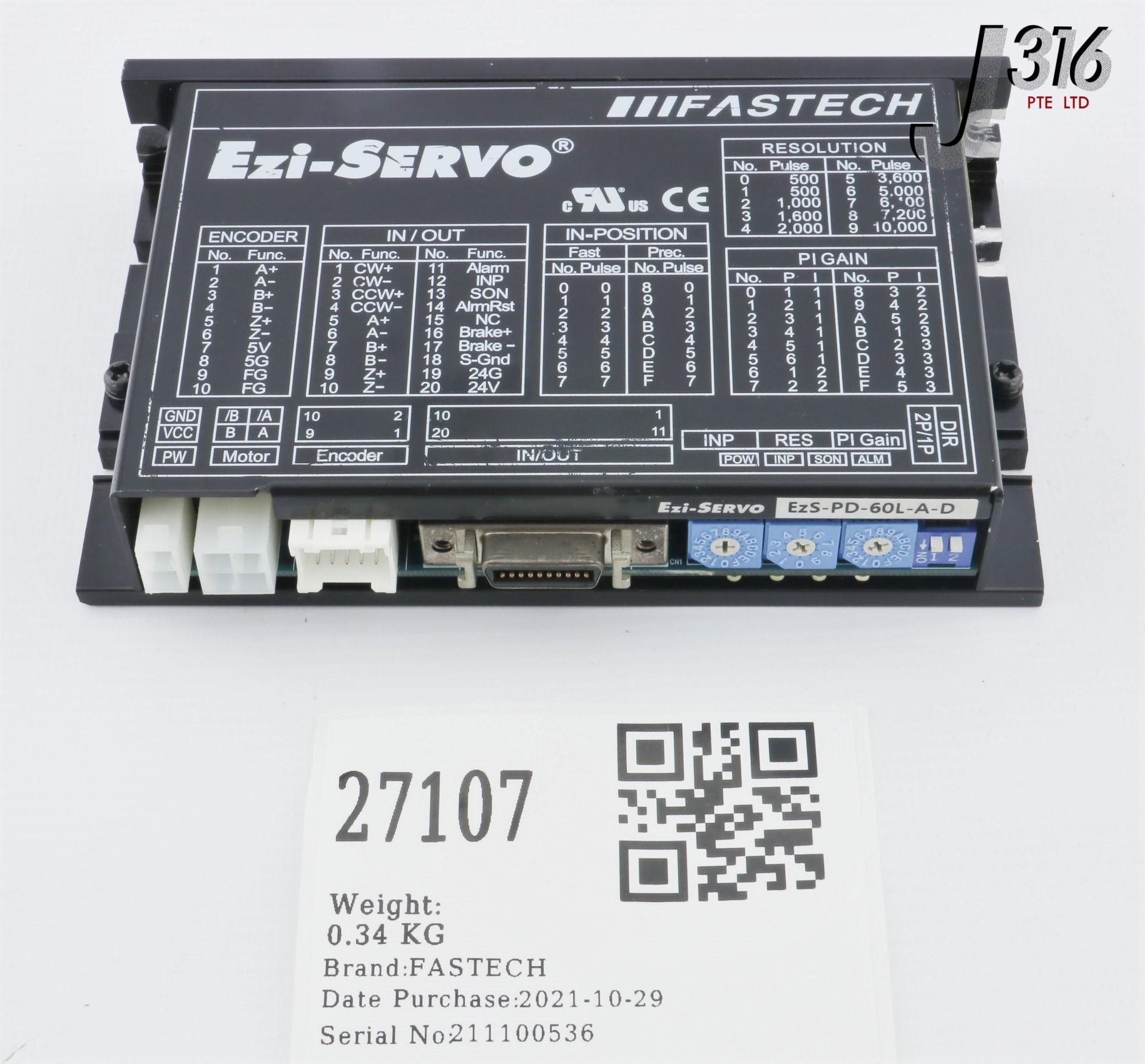 27107 FASTECH EZI-SERVO EzS-PD-60L-A-D | eBay